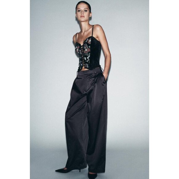 ZARA EMBROIDERED VELVET CORSET - Picture 3 of 6